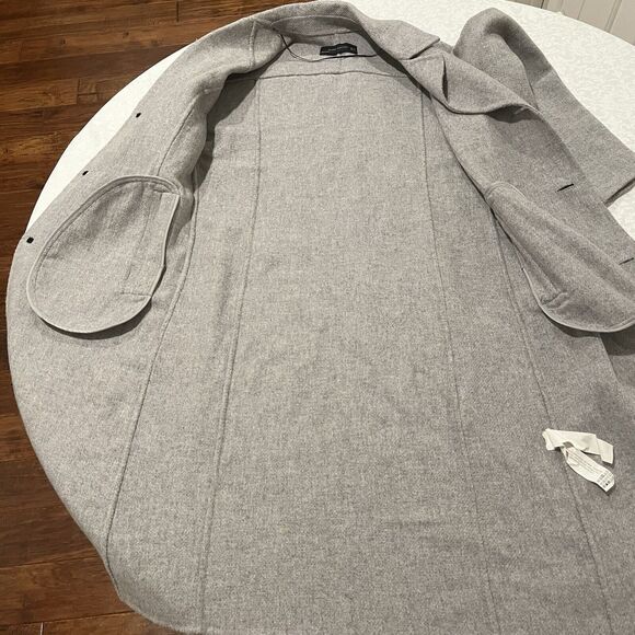 Zara Woman Size XS Wool Blend Long Coat Light Gray Pockets Collared Button Front - Picture 9 of 10